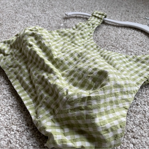 Zara Checkered Green & White Crop Top - Picture 3 of 5